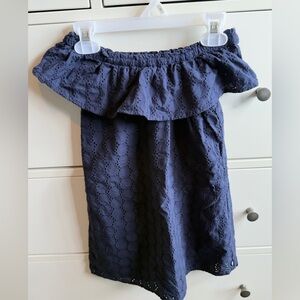 Náutica 4T  Navy Blue Off-Shoulder Kids Dress